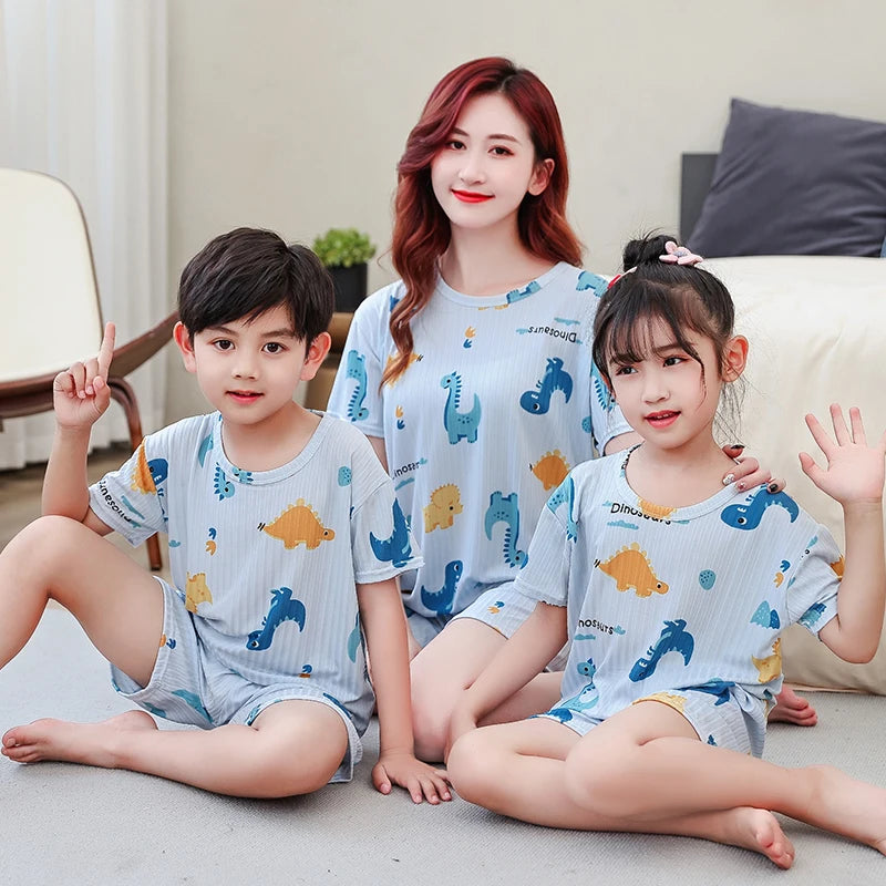 Parent-child thin short sleeve pajamas