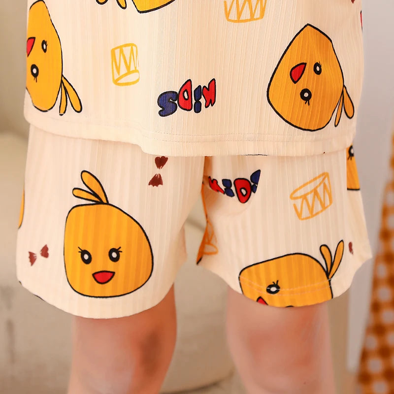 Parent-child thin short sleeve pajamas
