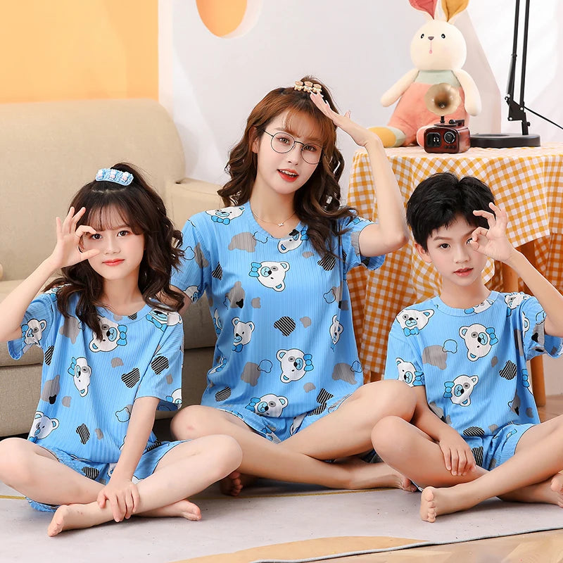 Parent-child thin short sleeve pajamas