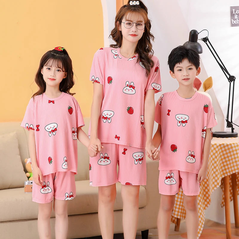 Parent-child thin short sleeve pajamas