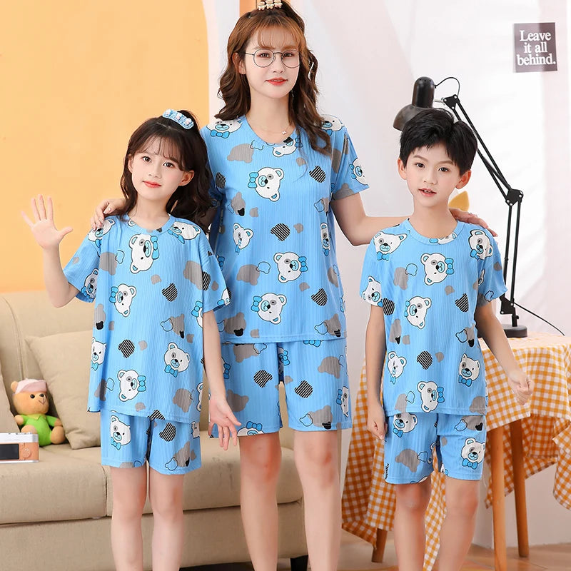 Parent-child thin short sleeve pajamas